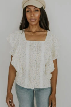 SALT Liliane Lace Trim Detail Blouse -Arla Fashion 7W4A1111