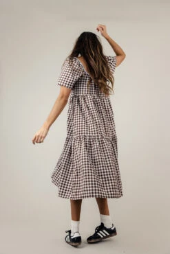 My Own Way Gingham Button Dress